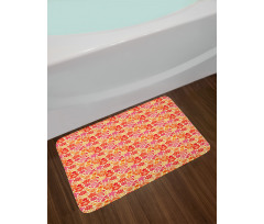 Graphical Petals and Leaves Bath Mat