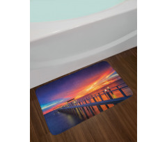 Wooden Bridge on Sea Bath Mat