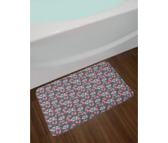 Floral Themed Shapes Art Bath Mat