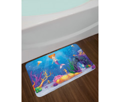 Cartoon Mermaid Fish Bath Mat