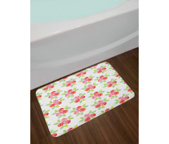 Watercolor Roses and Leaves Bath Mat