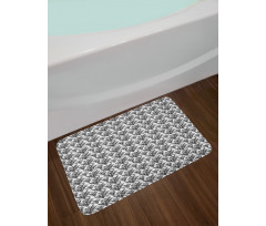 Monochrome Vintage Blossoms Bath Mat