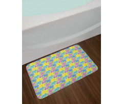 Watercolor Flower and Leaves Bath Mat