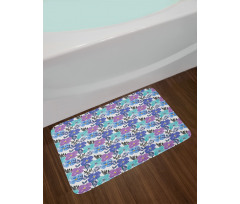 Soft Spring Flower Grid Art Bath Mat