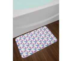 Violet Tone Flowers Pattern Bath Mat