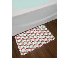 Blooming with Sketchy Leaves Bath Mat