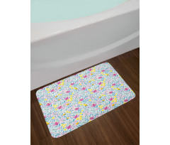 Flowers in Bloom and Buds Bath Mat