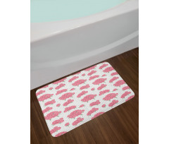Peonies with Dots on Back Bath Mat