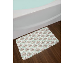 Ethnic Floral Details Swirls Bath Mat