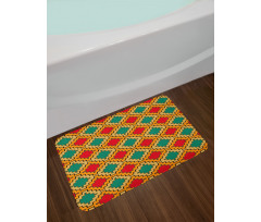 Stair Sided Tribal Shapes Bath Mat