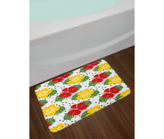 Grunge Dots and Hibiscus Bath Mat