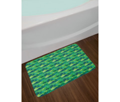 Green Monochrome Triangles Bath Mat