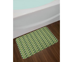 Flamingos Monstera Leaves Bath Mat