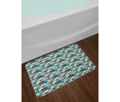 Pastel Monstera Palm Plants Bath Mat