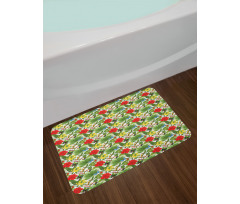 Cheerful Hibiscus Butterfly Bath Mat