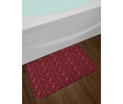 Warm Polka Dotted Flowers Bath Mat