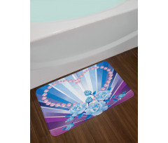 Valentines Roses Heart Bath Mat