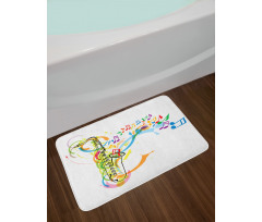 Saxophone Wavy Notes Bath Mat