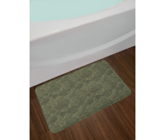 Monochrome  Leaves Bath Mat