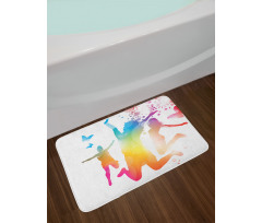 Jumping People Butterflies Bath Mat