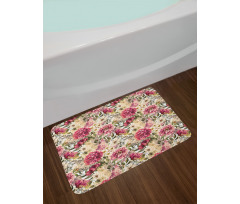 Motley Spring Flowers Leaves Bath Mat