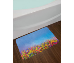 Abstract Sky Dreamy Flowers Bath Mat