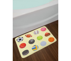 Different Sports Balls Layout Bath Mat