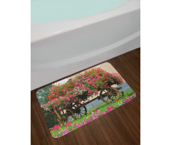 Flowers in Wooden Wagon Bath Mat