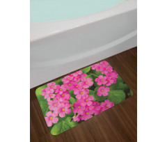 Pinkish Flower and Leaves Bath Mat