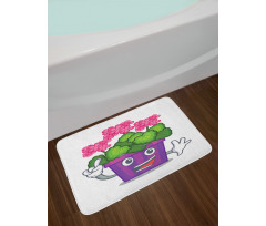 Flower Pot Smiling Art Bath Mat