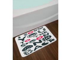 Symbols Elements Calligraphy Bath Mat