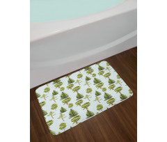 Pine Oak Fir Trees Graphic Bath Mat