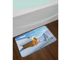 Lodge in Snowy Landscape Bath Mat