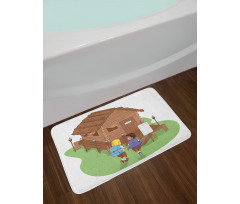 2 Kids Heading to Lodge Bath Mat