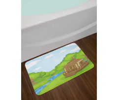 Wooden Lodge near Stream Bath Mat