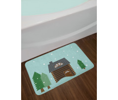 Cabin in Snowy Landscape Bath Mat