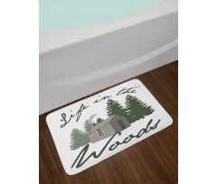 Rustic Lodge in Forest Bath Mat