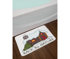 Cozy Snowy Wooden Cabin Bath Mat