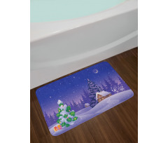 Cabin Covered with Snow Bath Mat