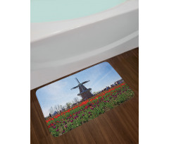 Windmill Photo on Tulip Field Bath Mat