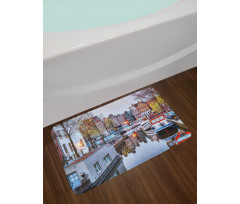 Small Boats on Amstel River Bath Mat