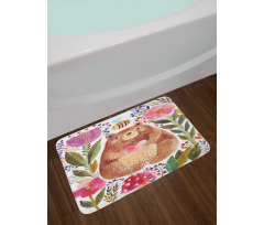 Bear with Flowers Bath Mat