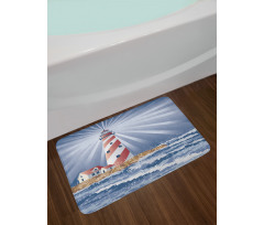 Watchtower Sea Waves Bath Mat