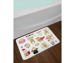 Lazy Animal Flowers Bath Mat