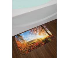 Autumn Forest Bench Bath Mat