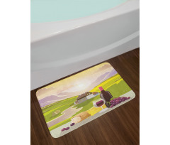 French Countryside Scene Bath Mat