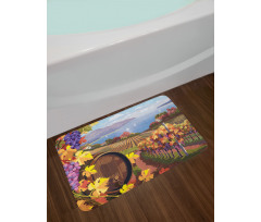 Cartoon Vineyard Grapes Bath Mat