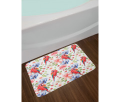 Parrots Iris and Roses Bath Mat