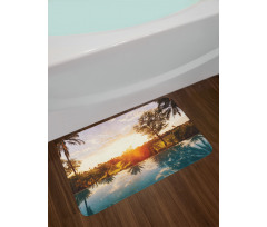 Swimming Pool Sunset Bath Mat