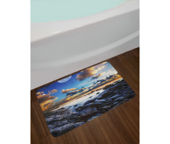 Full Moon Dark Clouds Bath Mat